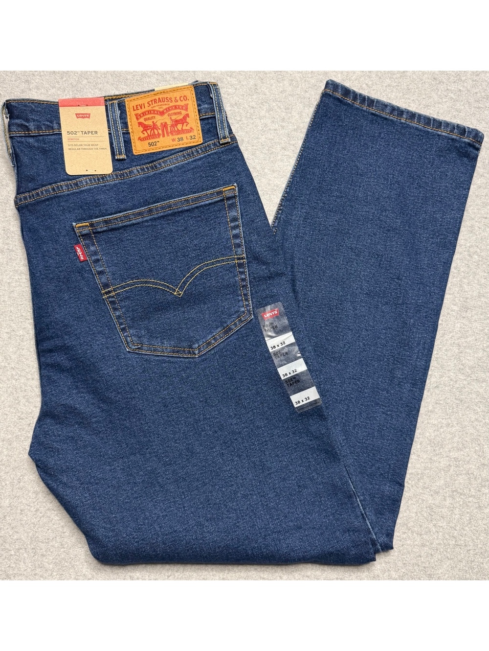 Levi’s 502 Taper Men’s Jeans 38x32 Dark Wash Stretch Denim NWT